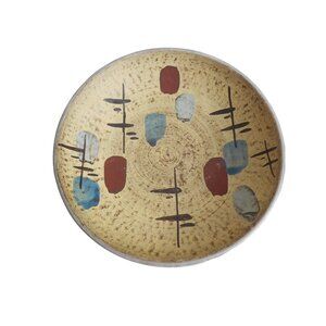 Vintage MCM Pottery Abstract Asian inspired Trinket Dish Wall Hanging Germany